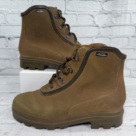 le chateau Other - Le Chameau Men's Nairobi Boots Size 9 Brown Rubber Leather Lined Discontinued 6"